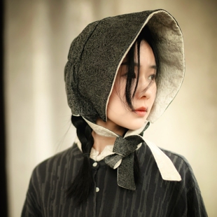 复古棉麻肌理春夏波奈特帽女大檐飘带盆帽 风中蔷薇第四季 MING