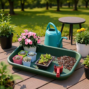 多功能花盆托盘园艺用品收纳盆营养土翻土搅拌盆塑料大号操作台
