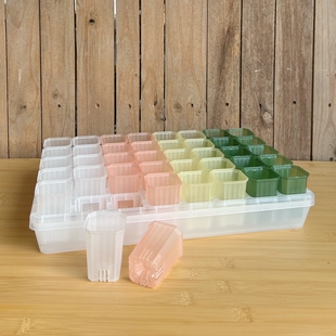 【口径4.8cm】40格托架半透明花盆塑料花盆多肉育苗播种花盆托盘