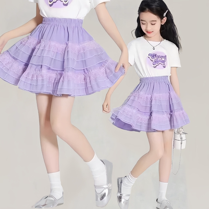 女童半身裙2026新款春夏装儿童短裙防走光百褶裙蛋糕裙蓬蓬裙子