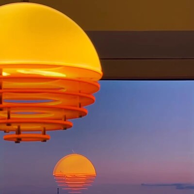 复古日落LED橙餐厅吊灯