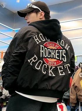 510-511 潮牌秋冬男女高品贴布刺绣可拆帽棉服夹克外套 MF3306