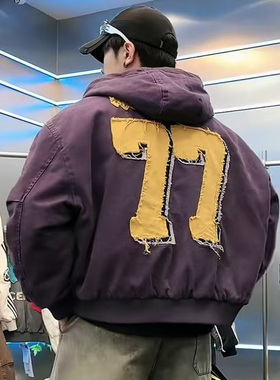 890-892素3 潮牌冬季男女洗水贴布绣短宽连帽羽绒服外套 YR3885