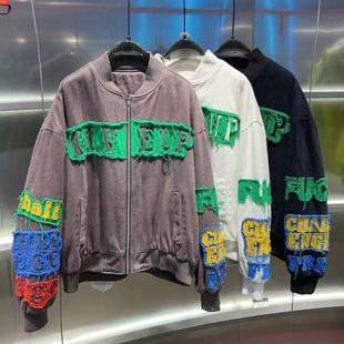 潮牌男女短宽洗水牛仔贴布绣羽绒服外套 678 冬季 素3 YR3889 680