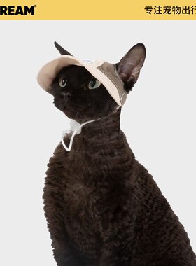 HiDREAM宠物帽猫咪防晒遮阳帽金渐层英短德文头饰猫咪帽子露耳朵