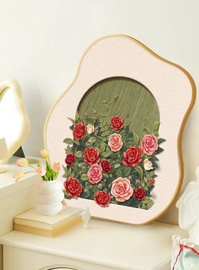 复古中式玫瑰装饰画入户客厅