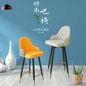 北欧吧台椅简约家用靠背旋转座椅高脚酒吧前台皮革椅收银高脚吧椅
