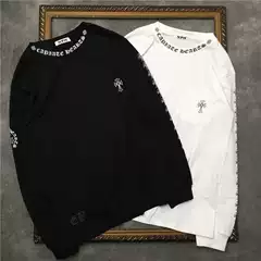 2025 Spring and Autumn Trendy Brand New Internet Celebrity Ins Super Popular Top with Black and White Letter Print on the Collar Long Sleeve T-Shirt Base Shirt