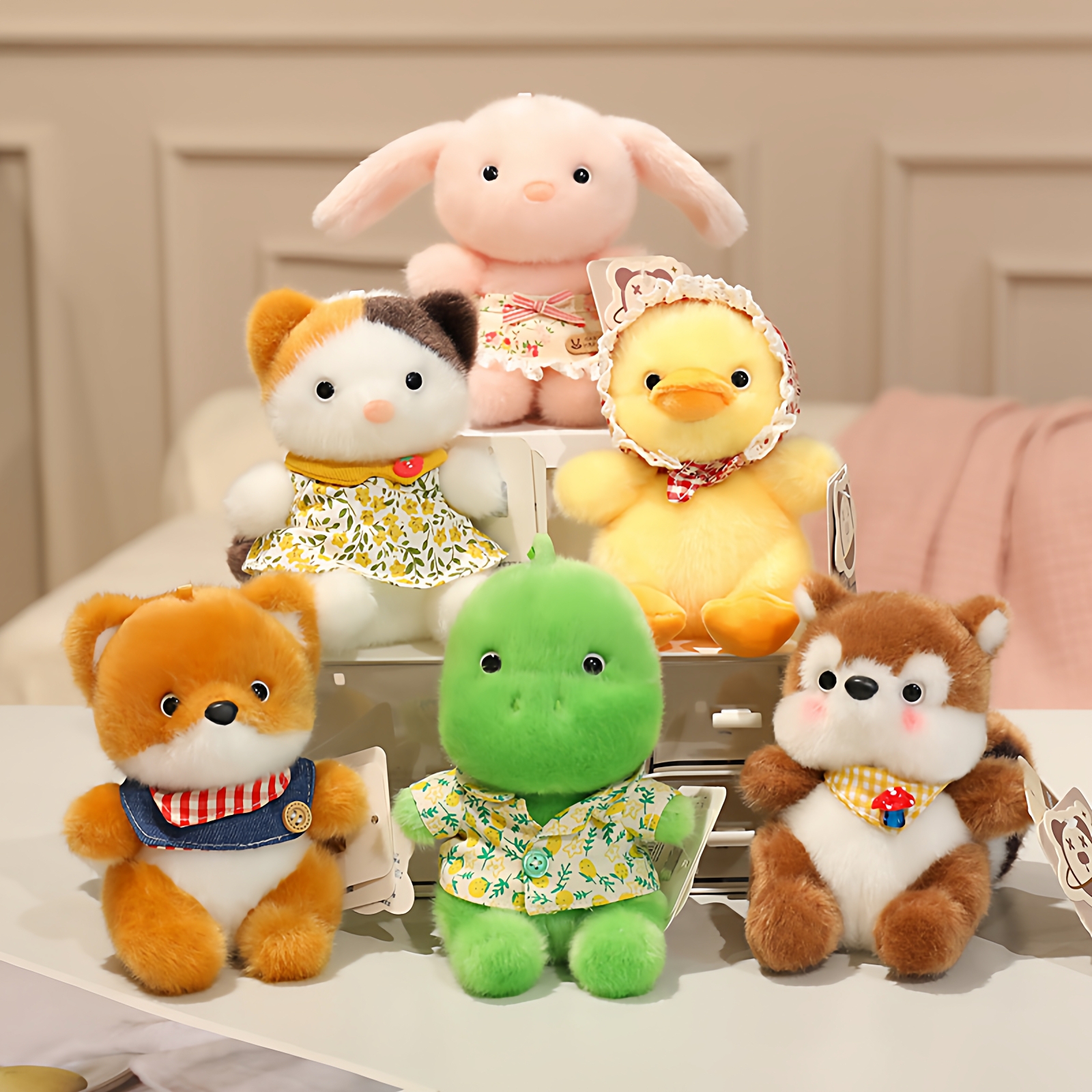 可爱桌伴公仔猫咪兔子狐狸小号