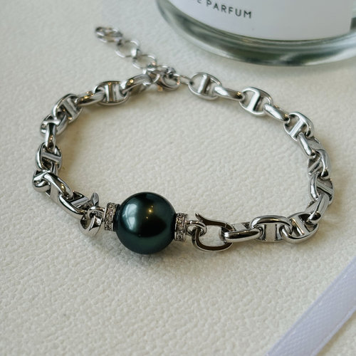 国内精工S925纯银猪鼻子万能扣可切换珍珠空托手链配件9以上珍珠