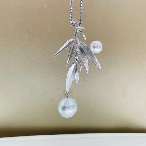 精工纯银S925竹叶托胸针吊坠配件小珠6-7大珠10以上