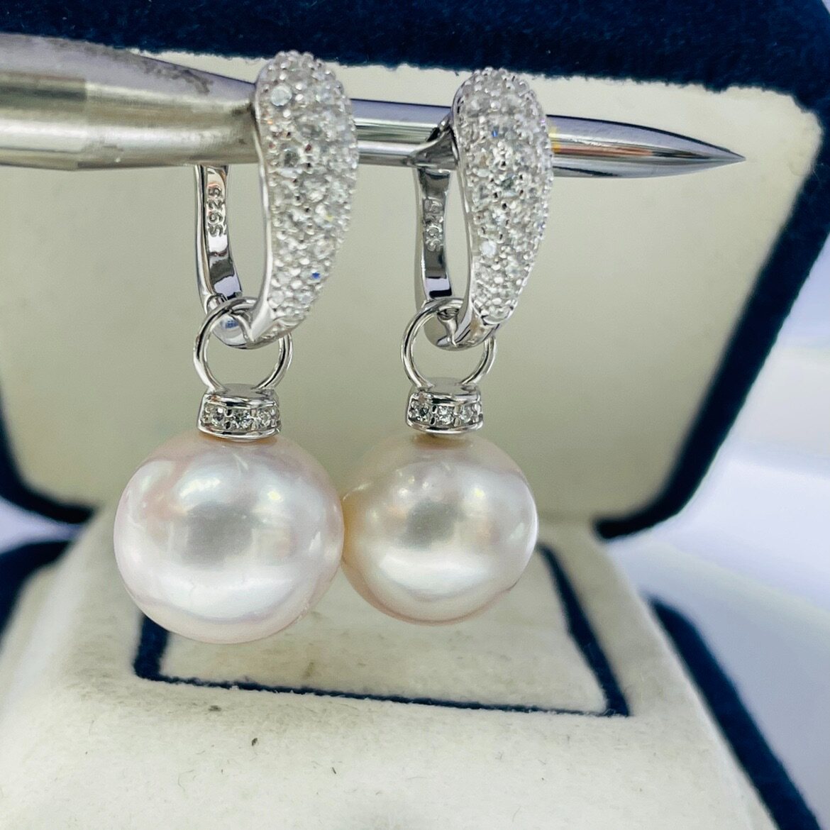 国内精工S925纯银厚实锆石豪镶耳扣耳钉两用款可搭配10mm以上珍珠,珠宝/钻石/翡翠,耳饰,淘宝优惠券,粉丝福利购,淘宝优惠卷