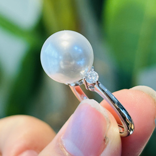 DIY配件S925纯银光版锆石款调节戒指空托配11-12-13-14mm