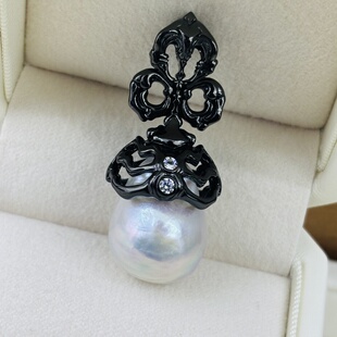 精工纯银S925diy配件可配巴洛克尖头珍珠大珍珠12 12mm 13圆珠11