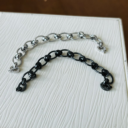 S925纯银暗黑系万能扣延长链diy珍珠项链配件10cm可配6-7-8-9-10