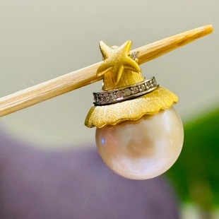 国内精工纯银S925魔法海星帽空托吊坠配件可配12-18mm越大越好看