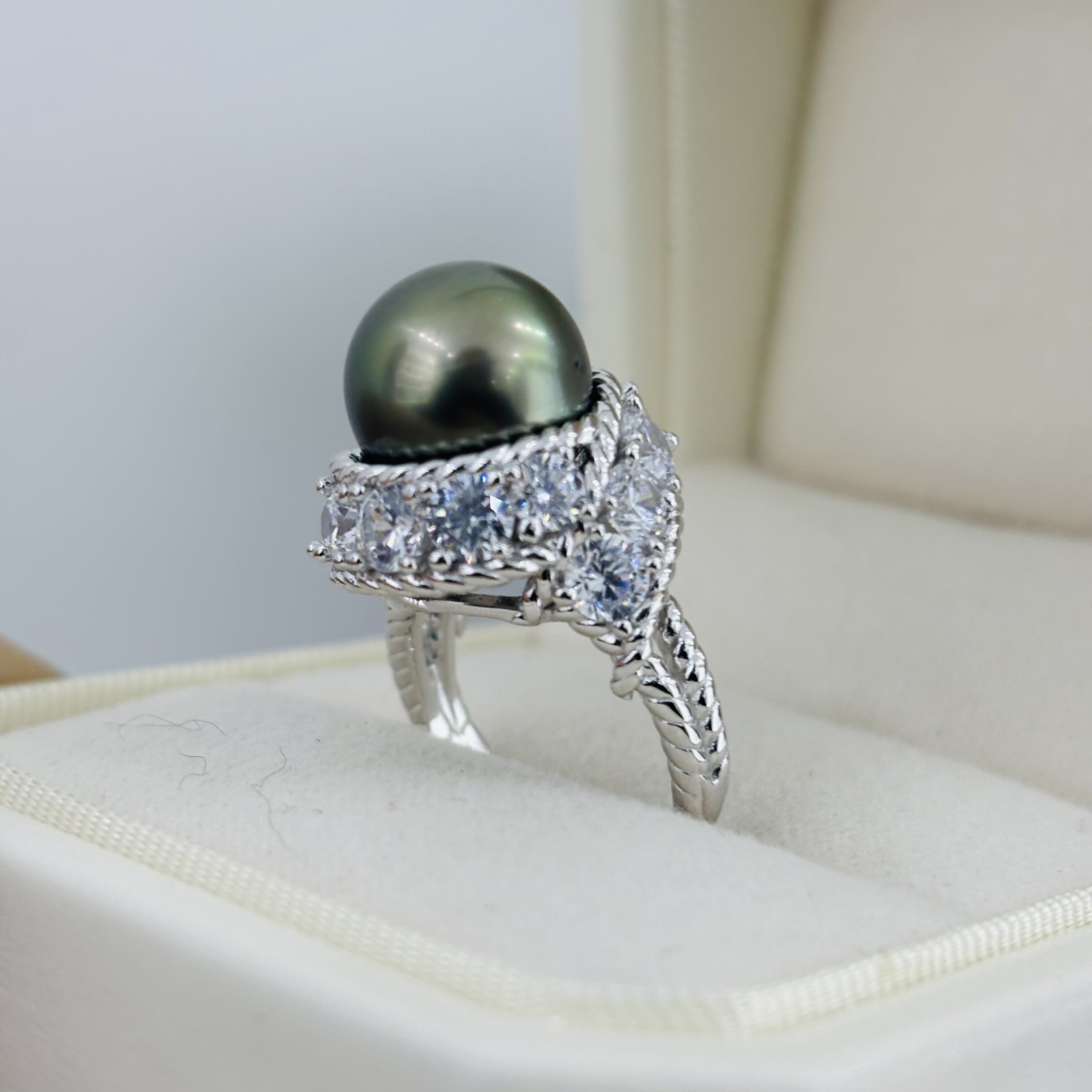 DIY精工配件s925纯银戒指空托豪华微镶款戒托配11-12mm珍珠,珠宝/钻石/翡翠,手饰,淘宝优惠券,粉丝福利购,淘宝优惠卷