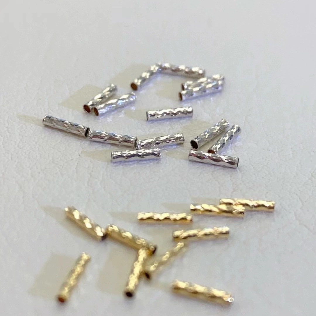 DIY珍珠项链毛衣链18K金车花管单只隔珠磁吸吸铁石2.5mmX10mm