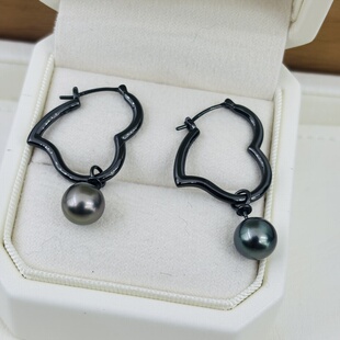 耳环配8 13mm DIY配件精工纯银耳圈空托大爱心款