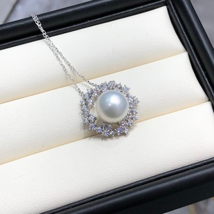 国内精工纯银S925厚银花团锦簇吊坠空托配件可配11-12mm