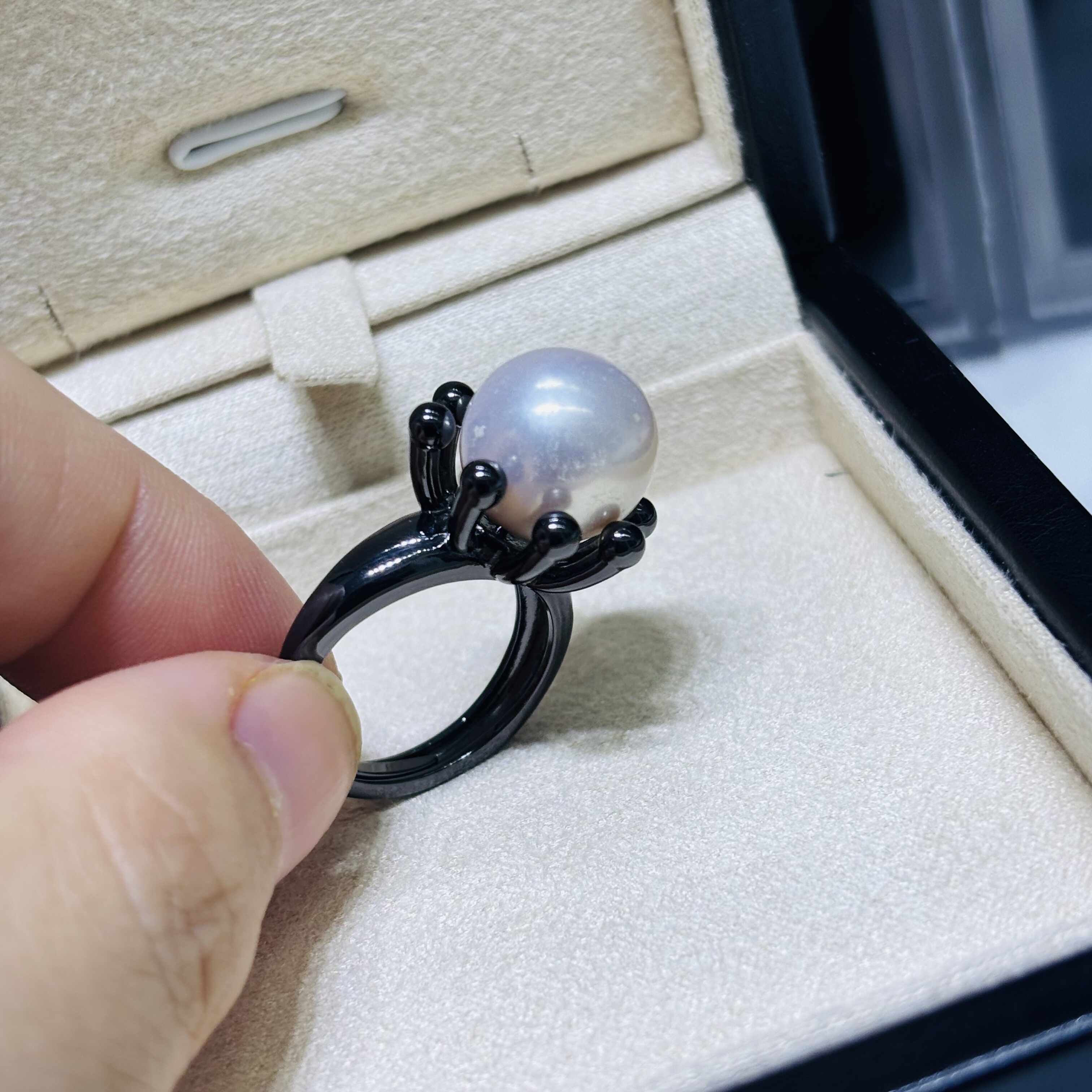 精工纯银八爪戒指diy配件可配11-12mm珍珠暗黑