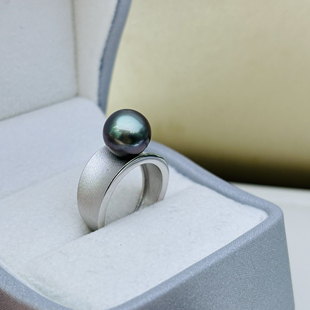 DIY配件新款s925纯银磨砂工艺设计珍珠戒指简约空托可配9-10-11mm