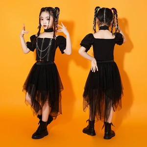 Liuyi Детские услуги Performance Services Girls Street Dance Dance Dance Server Server Black Puffy Model Show Costume