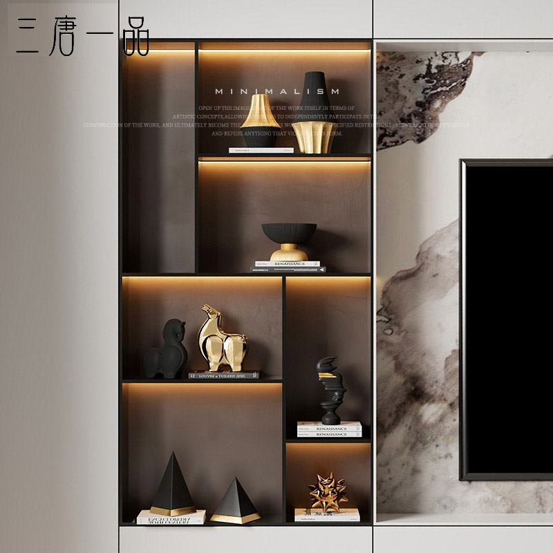 三唐一品电视柜高档电镀金色套装