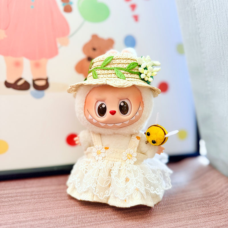 雏菊朵朵草帽娃衣一二代盲盒Labubu衣服公仔挂件拉布布坐坐派对裙