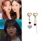 jewelcounty正品 姜敏儿 宋雨琦同款 韩国代购 珍珠心形耳环 耳饰