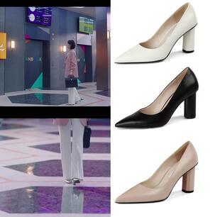 韩国代购 Rachel Cox正品 韩剧Start Up 姜汉娜同款尖头粗高跟鞋