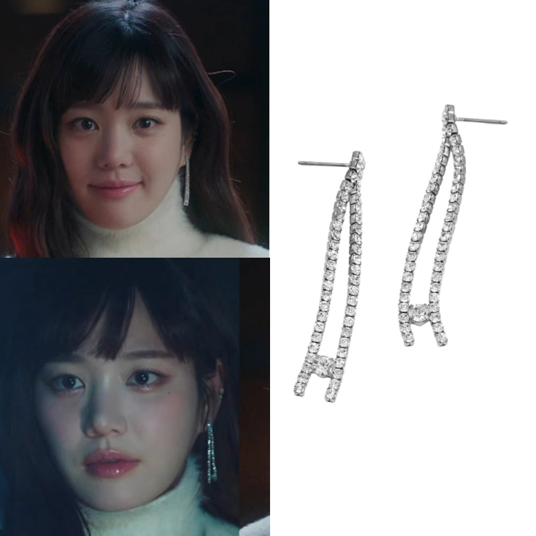 直邮~韩剧七人的逃脱 李侑菲同款镶钻长款耳环 耳钉 正品韩国代购