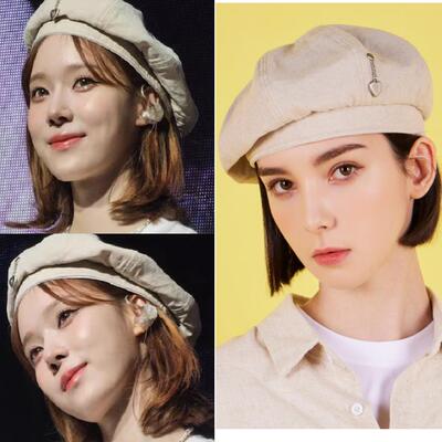 直邮~aespa 金玟庭 韩国代购varzar正品 韩版休闲心形贝雷帽 女帽