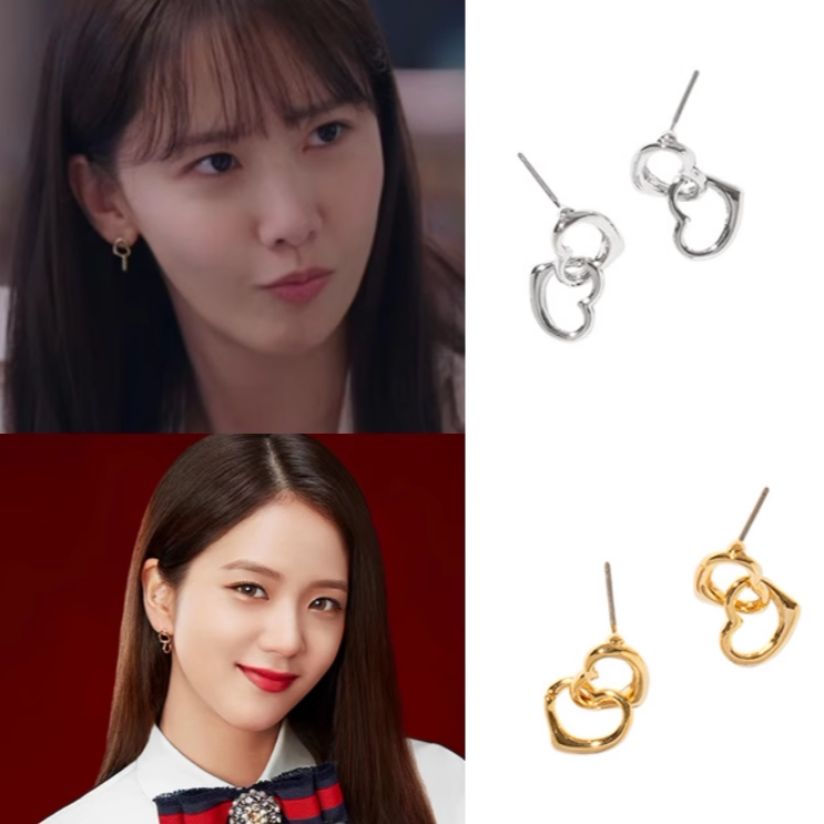 韩国代购正品 崔艺彬 郑恩地 林允儿 金智秀同款心形耳环 耳钉女