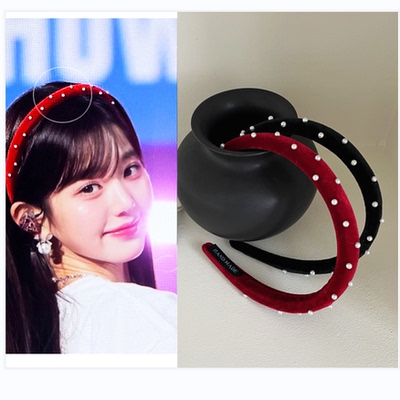 张元英同款 韩国代购 jealousy正品 韩版甜美珍珠红色发箍 头箍