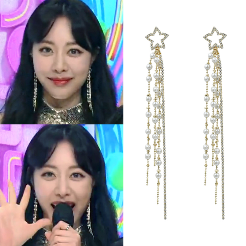 直邮~韩国代购正品 组合Brave Girls 洪恩智同款流苏珍珠长款耳环