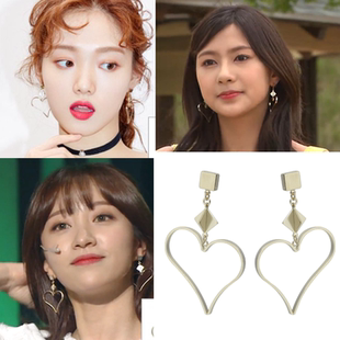 直邮~韩国代购正品 吴夏荣 安希妍 全智允 李圣经同款心形耳环