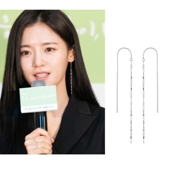 韩国代购HAESOO.L正品韩剧你好再见妈妈高甫洁同款925银耳线耳环