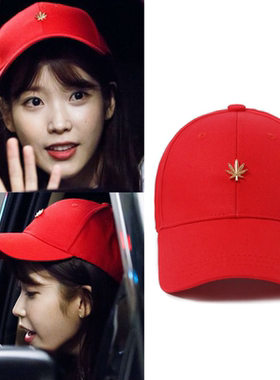 直邮~李知恩 IU同款 韩国代购HATER正品 红色鸭舌棒球帽 遮阳帽