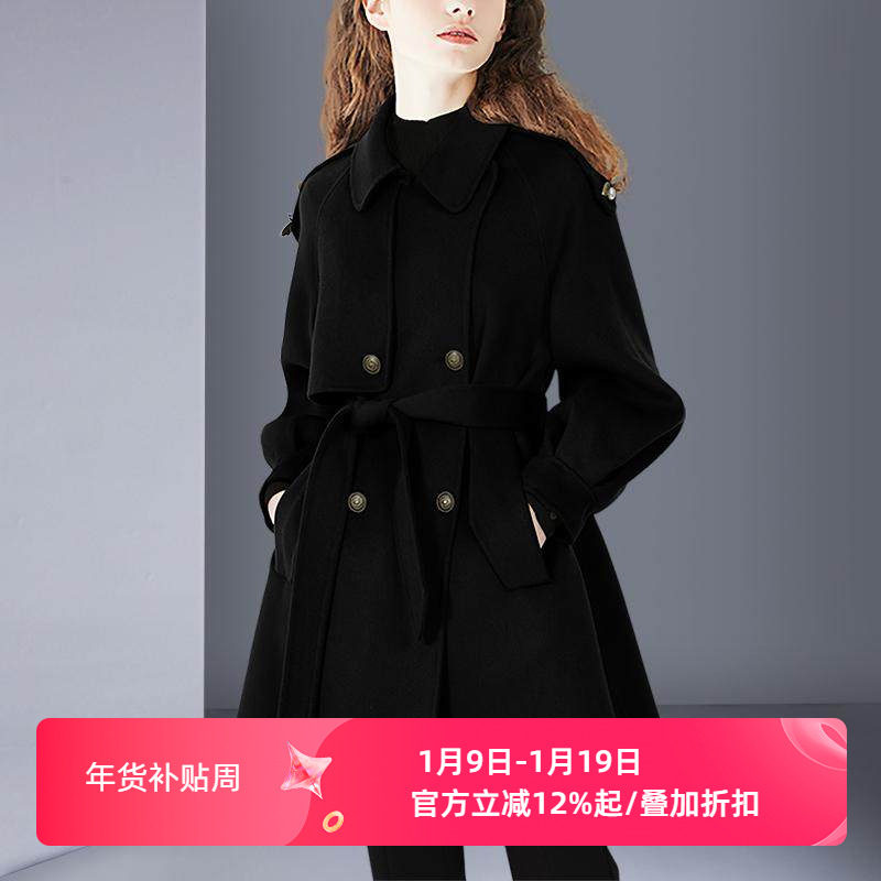 2025秋冬新款羊毛呢外套减龄中性酷帅复古风百搭显瘦呢大衣中长款