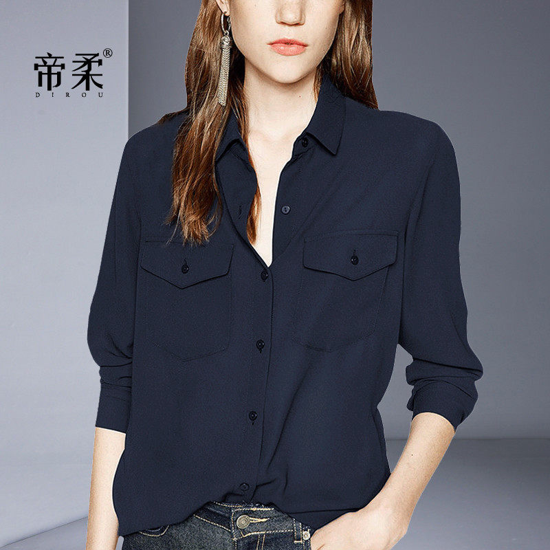 欧美气质雪纺衬衫女长袖2026春秋新款衬衣时尚OL职业宽松大码上衣