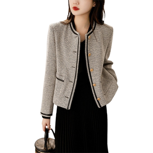 小香风短外套2025秋冬新款毛呢外套气质显瘦粗花呢上衣减龄洋气女