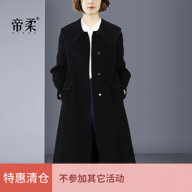 2025秋冬赫本风羊毛呢外套女高端时尚显瘦中长款宽松呢子大衣百搭