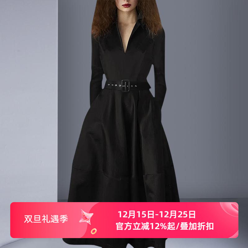 春秋法式长袖连衣裙小黑裙礼服裙