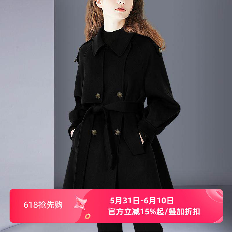 2025秋冬新款羊毛呢外套减龄中性酷帅复古风百搭显瘦呢大衣中长款