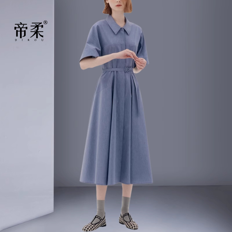 法式复古时尚修身衬衫减龄连衣裙