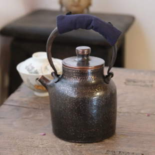 日式手工一体纯铜壶 一张打紫铜复古烧水壶煮茶壶 红铜做旧泡茶壶