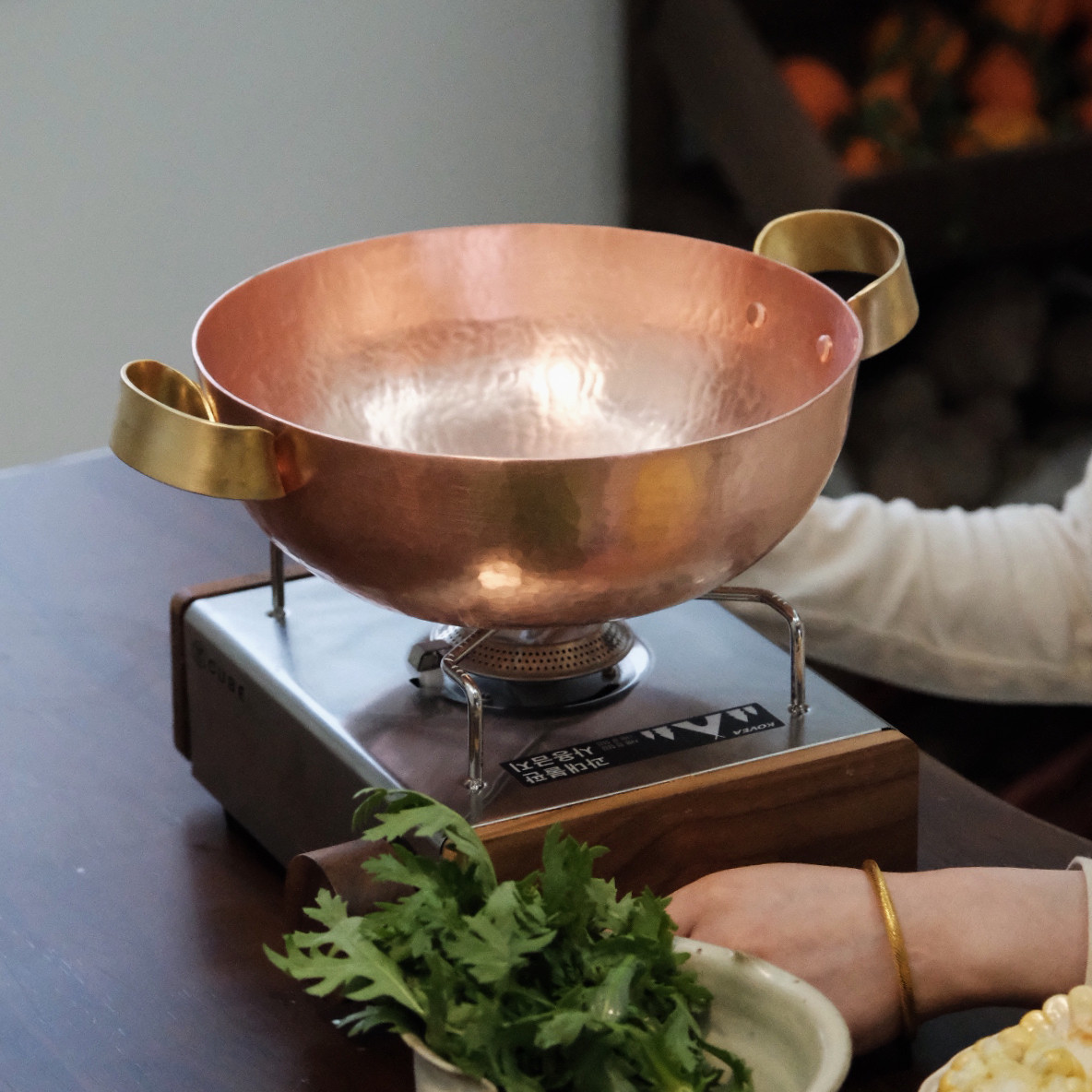 手工紫铜双耳锅 纯铜火锅煮鱼锅米线锅露营汤锅锅寿喜锅煮粥面锅