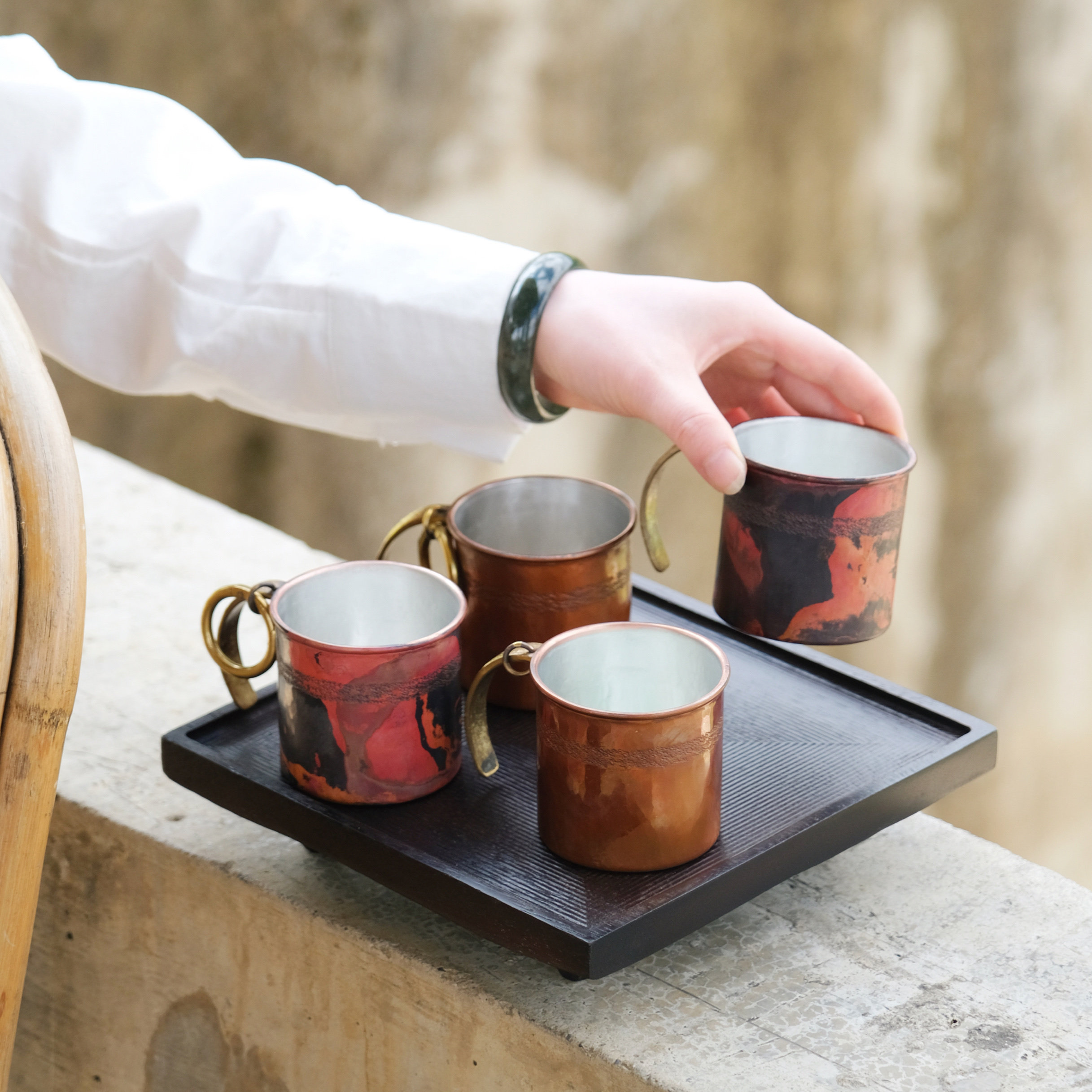 小众复古随身杯 露营紫铜镀锡咖啡杯 手工户外杯茶杯水杯小铜杯