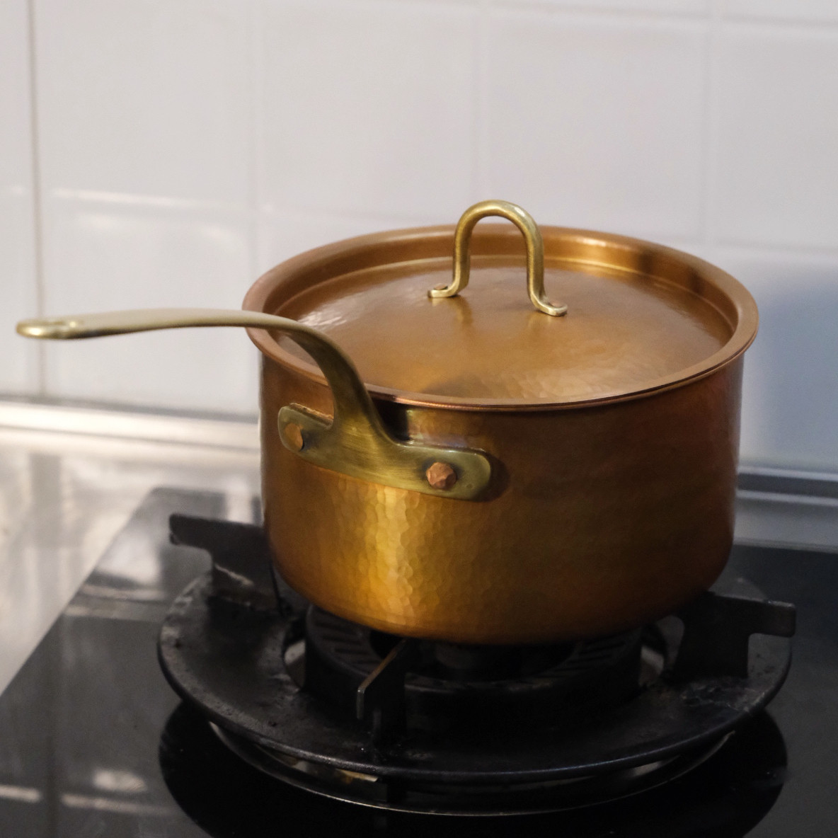 手工紫铜侧把炖煮锅家用炒菜锅平底锅牛排锅复古汤锅焖饭锅煮面锅